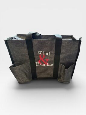 Thirty-One Zip-Top Organizing Utility Tote  "Charcoal Crosshatch" Fabric Finish